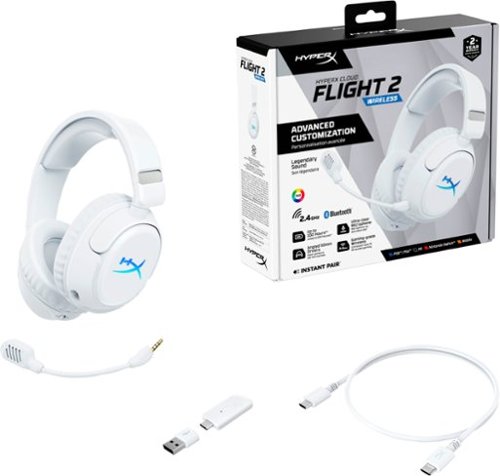 HyperX Cloud Flight 2 Wireless Gaming Headset for PC, PS5, PS4, Nintendo Switch, Mac, Mobile, and Bluetooth - White BUY IN QATAR