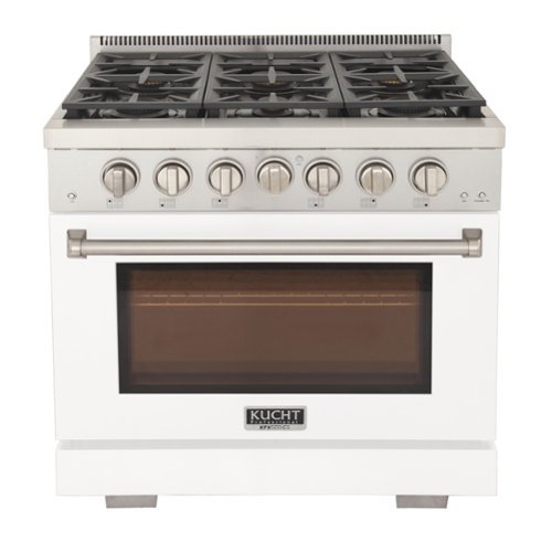 Kucht - Professional 36 in. 5.2 cu. ft. Natural Gas Range and Convection Oven in White with True Simmer Burners - White-Front_Standard 