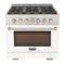 Kucht - Professional 36 in. 5.2 cu. ft. Natural Gas Range and Convection Oven in White with True Simmer Burners - White-Front_Standard