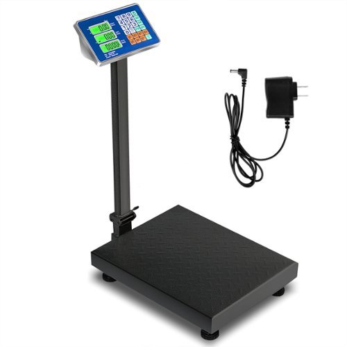 Costway - 660lbs Weight Platform Scale Digital Floor Folding Scale Postal Shipping Mailing - Silver-Front_Standard 