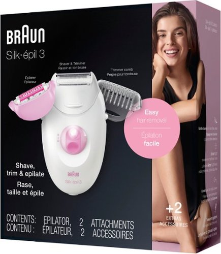 Braun  Silk-épil 3, Epilator for Women for Long-Lasting Hair Removal, White/Pink - White/Pink WHERE TO BUY
