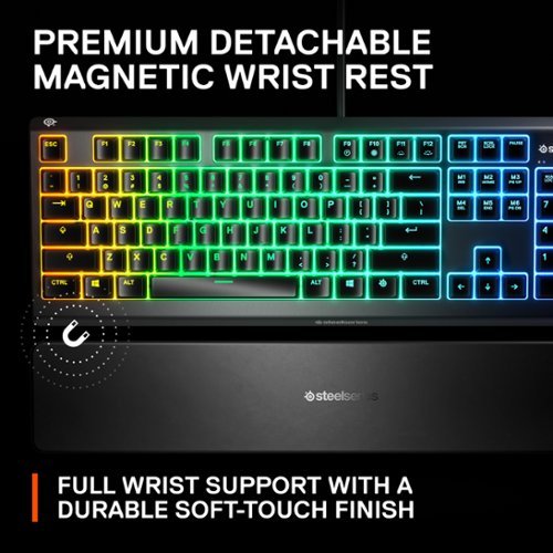 SteelSeries Apex 3 Full Size Wired Membrane Whisper Quiet Switch Gaming Keyboard with 10 zone RGB Backlighting - Black BUY ONLINE