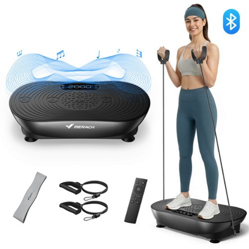 MERACH - V33 Pro Vibration Plate for Lymphatic Drainage Weight Loss Muscle Activation LED Touch Screen Bluetooth Pull Cord - Black-Front_Standard 