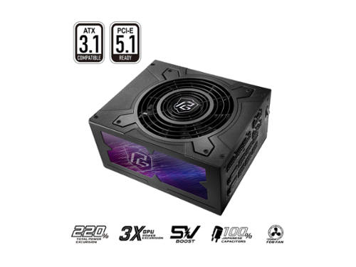 ASRock - Phantom PG-1300G 1300W 80+ Gold & Cybenetics Platinum Full Modular, ATX3.1/PCIe5.1, Dual Color Cables-Front_Standard 