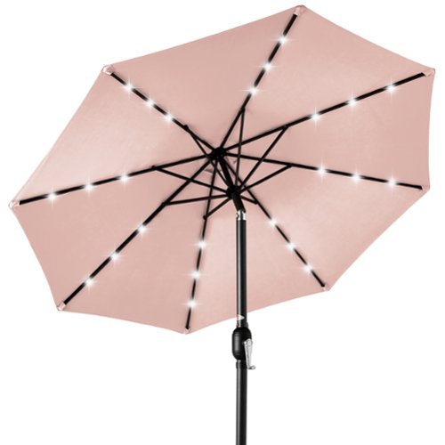 Best Choice Products - 10ft Solar LED Lighted Patio Umbrella w/ Tilt Adjustment, UV-Resistant Fabric - Rose Quartz-Front_Standard 
