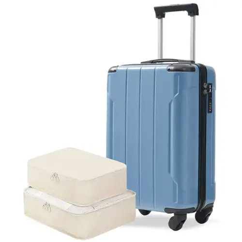 Front. Loheer - Loheer 20-Inch Hardshell Carry-On Luggage, Lightweight ABS Suitcase with Spinner Wheels and TSA Lock, Blue-Gray - Blue-gray.