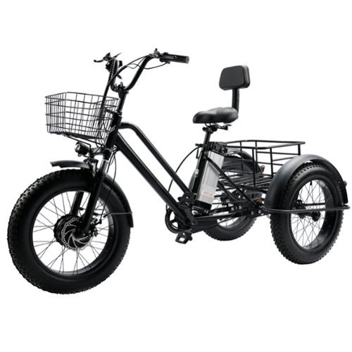 Topteng - ​​500W 48V/13Ah Electric Snow Trike - 4.0 Fat Tires, 330 LBS, 19Mph, 21 Miles to 25Miles Range for Adult - Black-Front_Standard 