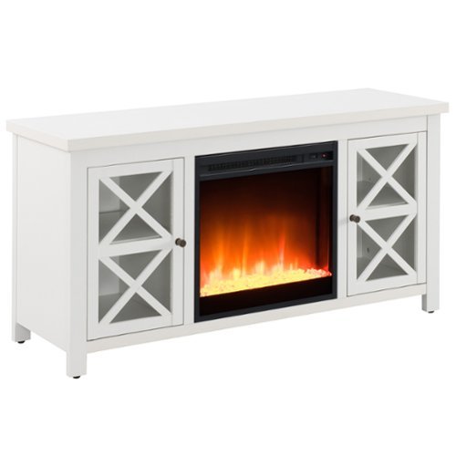 Camden&Wells - Portland Crystal Fireplace TV Stand for Most TVs up to 55" - Alabaster