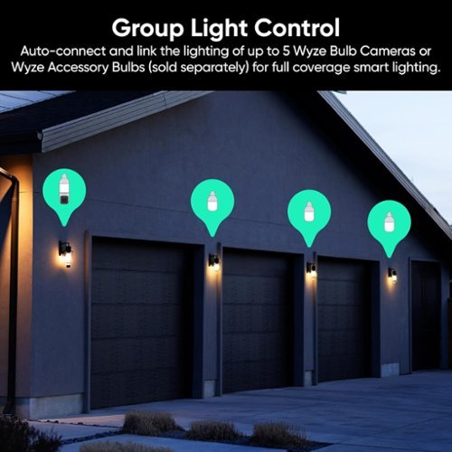 Wyze Bulb Cam 2k HD Wireless Security Camera, Outdoor/Indoor, Color Night Vision, Dimmable LED Bulb, with Motion Detection - White GLOBAL SHIPPING