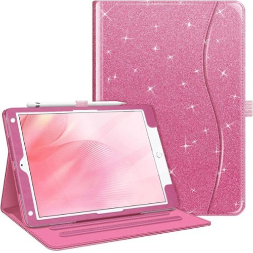 Kitcheniva - Protective Stand Case For iPad 9th 8th 7th Generation 10.2 Inch With Pocket Holder - Glittering Pink-Front_Standard 