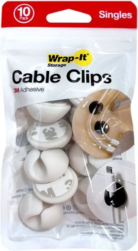 Wrap-It Storage - Cable Clips - Single (10-Pack) White - Silicone Adhesive Backed Cord Holders