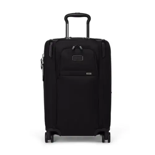 Front. TUMI - Alpha Dual Access 22" Expandable Spinner Carry-On Suitcase - Black.