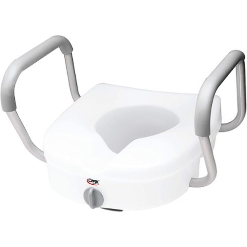 Carex - E-Z Lock Locking Raised Toilet Seat with Armrests - White-Front_Standard 