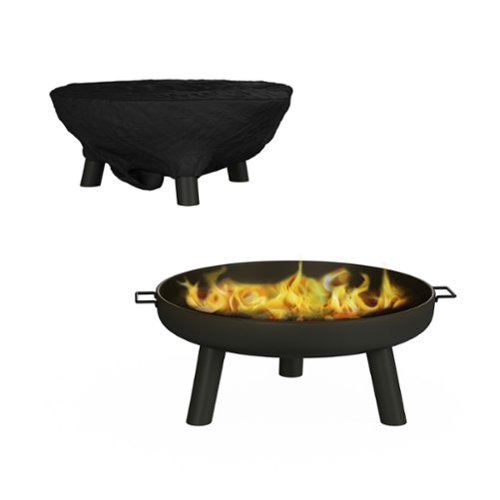 Pure Garden 27.5-Inch Outdoor Fire Pit, Black - Black