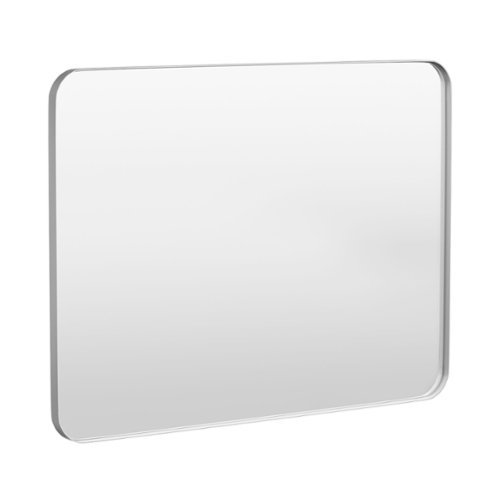LOVMOR - 48 in. W x 36 in. H Tempered Glass Rounded Rectangle Framed Wall-Mounted Bathroom Vanity Mirror in Silver - Silver