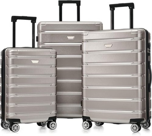 MOOSOO - Luggage Set 3 Piece, Hard Shell PC+ABS Lightweight Suitcase Set with Spinner Wheels, for Travel Women Men - Fog Gray-Front_Standard 