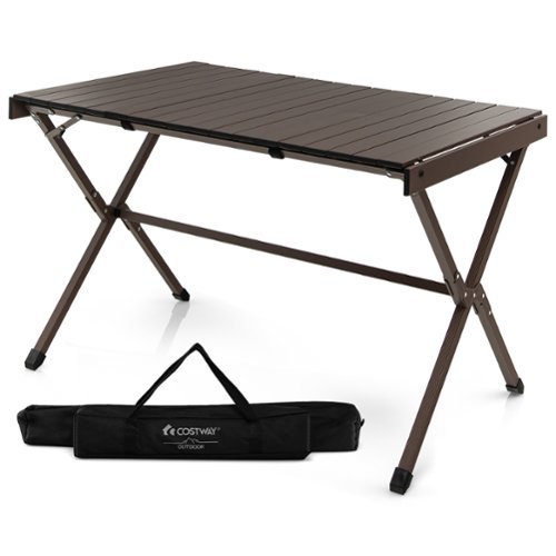 Costway 4-6 Person Portable Aluminum Camping Table Lightweight Roll Up Table