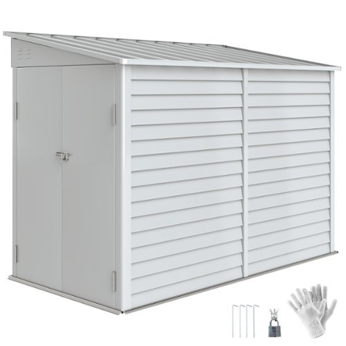 Outsunny - x 9' Outdoor Storage Shed, Lean to Metal Shed with Foundation Kit, Lockable Doors and Gloves for Patio-Front_Standard 