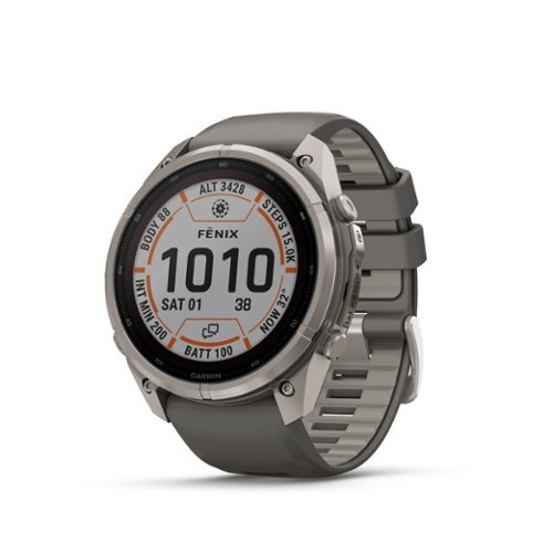 Garmin - fēnix 9 Pro - inReach Solar GPS Smartwatch 51 mm Titanium - Pebble Gray/Silver Gray Silicone Band - (2026)