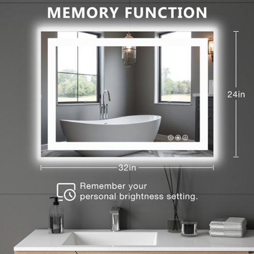 Bestier 24 x 32 Inches Tempered Glass LED Bathroom Mirror with Anti-Fog & 3-Modes Dimmable Lighting - White - 24 x 32 Inches WORLDWIDE DELIVERY