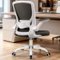 KERDOM - Colorful Mesh Ergonomic Office Chair with Adjustable Lumbar Support & Height, Swivel Desk Chair with Flip-up Arms, Tilt - White-Front_Standard