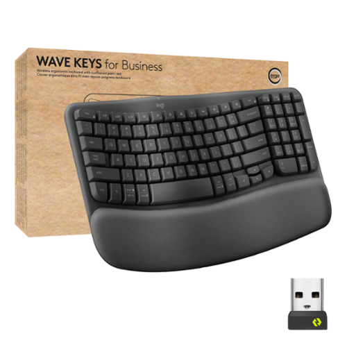 Logitech - Wave Keys For Business Ergonomic Wireless Scissor Tactile Switch Keyboard with Cushioned Palm Rest - Graphite - image 10