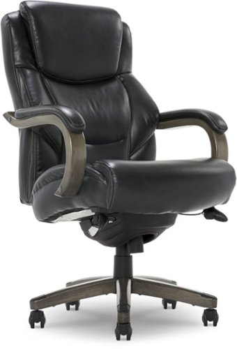 La-Z-Boy - Delano Big & Tall Bonded Leather Executive Chair - Jet Black/Gray Wood-Front_Standard 