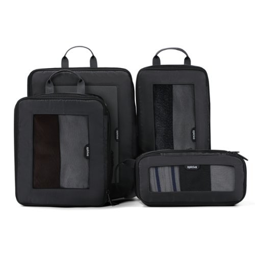 Epicka - TripCozy Compression Packing Cubes - 4 Set Durable Travel organizer Bags with Mesh Top for Carry on (Dark Grey) - Carbon Grey-Front_Standard 