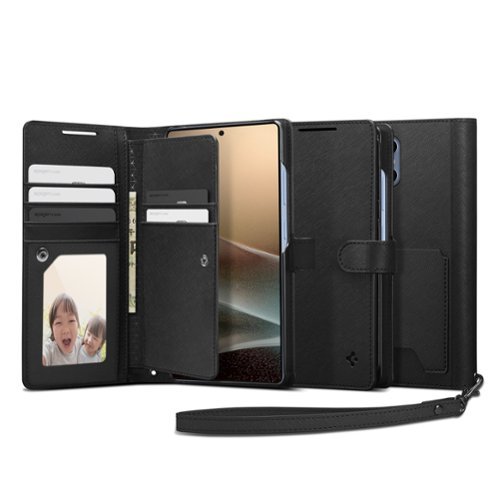 Spigen Wallet S Folio Case for Samsung Galaxy S25 Ultra - Black WORLDWIDE DELIVERY