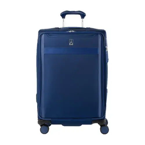 Front. Travelpro - Travelpro Versapack + Lightweight Softside Expandable 25" Checked Spinner - Estate Blue.