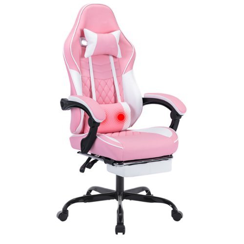 pinktea  GTPlayer Racing Style Gaming Chair with Footrest Pink BBY