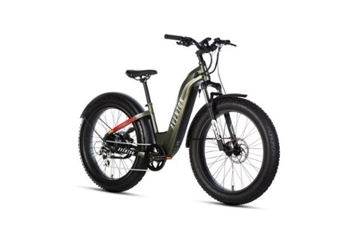 Aventon - Aventure Step-Through Ebike w/ 45 mile Max Operating Range and 28 MPH Max Speed - Medium/Large - Camouflage Green-Front_Standard 