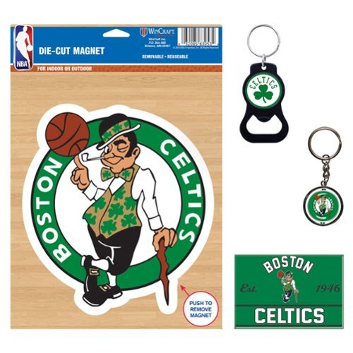 WinCraft - Boston Celtics 4-Pack Key Rings and Magnets Set - Multicolor-Front_Standard 