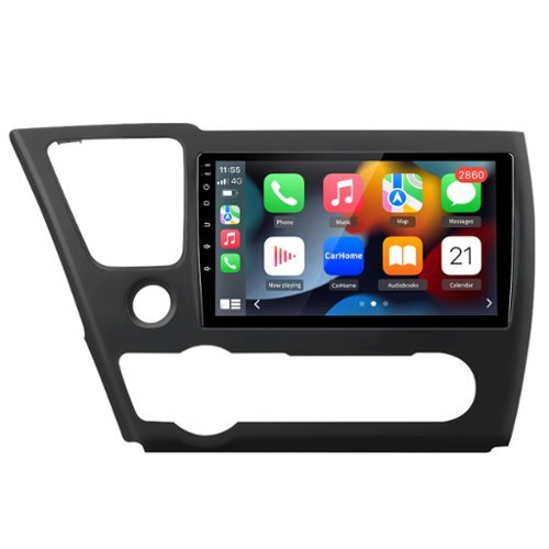 Junsun - For Honda Civic 2013-2015 9" 8Core carplay 4+64GB Android 15 Car Stereo Radio GPS Navi WIFI FM RDS SWC DSP Bluetooth - Black-Front_Standard 