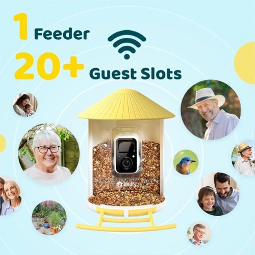 BIRDFY Smart Wild Bird Feeder with Camera for Outdoor, Solar Power & AI Enabled Bird Recognition - Yellow and White WORLDWIDE DELIVERY