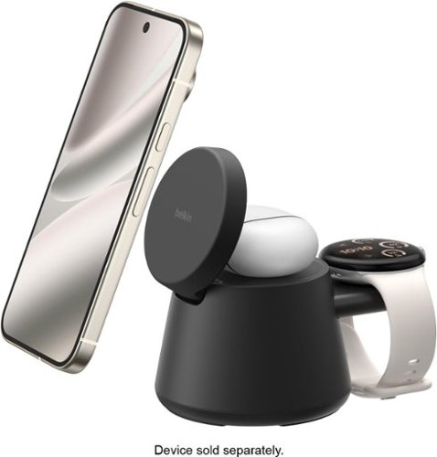 Belkin - 3-in-1 UltraCharge Modular Charging Dock with Qi2 25W for iPhone, Smartphone, Earbuds, Apple Watch, (PSU included) - Black