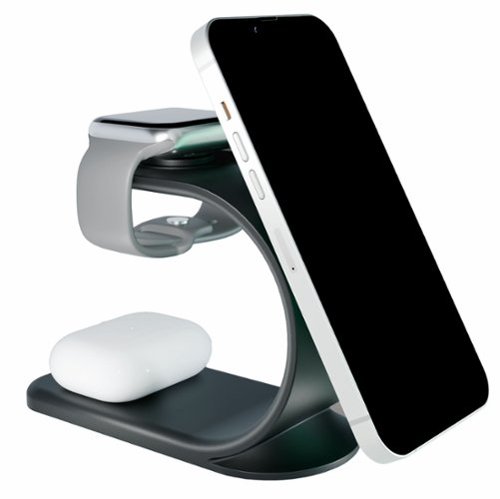 Chargeworx - 3 in 1  Magsafe Wireless Desk Stand for Apple Devices - Black-Front_Standard 