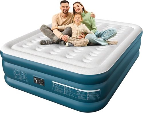 Ezyrest - Queen Air Mattress - Green & White-Front_Standard 