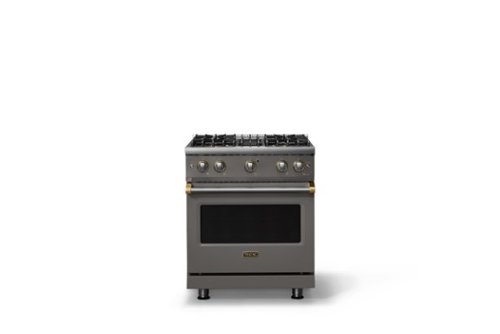 Viking - 30"W. Pro5S 4.0 Cu. Ft. Freestanding Sealed 4 Burner Gas Convection Range-Damascus Gray w. Brushed Brass - Damascus Gray