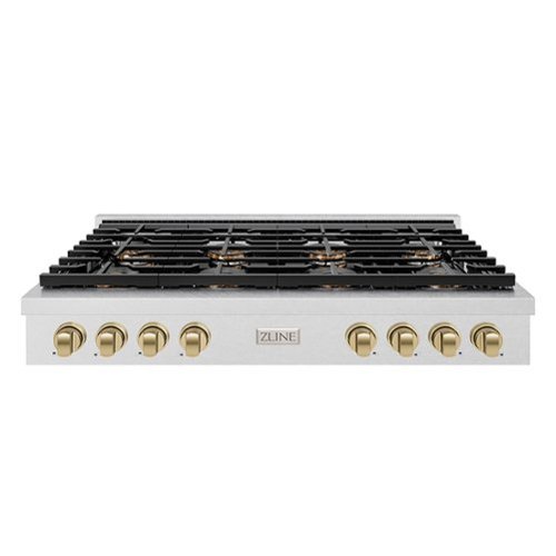 ZLINE - Autograph 48 in. Satin Steel Paramount Rangetop with 8 DuoPro Burners and Bronze Accents (PSRTSZ-48-CB) - Satin Stainless Steel-Front_Standard 