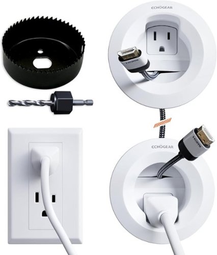 ECHOGEAR - In-Wall Cable Management Kit for Power & Low Voltage – Hide TV Wires Behind Wall with Hole Saw & Mounting Hardware - White-Front_Standard 