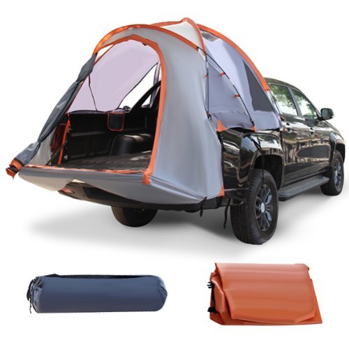 Costway - 5' -5.2'  Compact Short Bed Truck Tent Portable Pickup Carry Bag Outdoor Travel - Orange + Silver