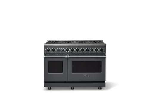 Viking - 48 in. Wide 8 Burner 7-Series Dual Fuel Self-Clean Range -LP - Cast Black-Front_Standard 