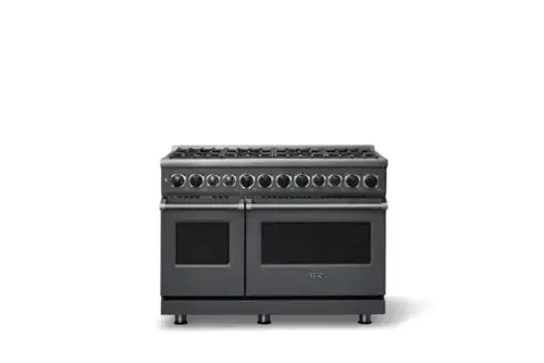 Front. Viking - 48 in. Wide 8 Burner 7-Series Dual Fuel Self-Clean Range  - Cast Black.