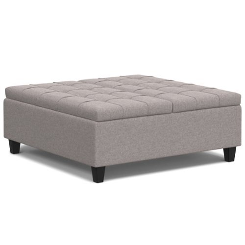Simpli Home - Harrison Large Square Coffee Table Storage Ottoman - Cloud Grey-Front_Standard 