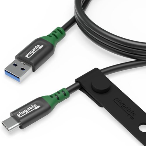 Plugable - USB C to USB A Cable, USB 3.2 Gen 2 USB Cables, 3A (15W) Charging USB C Data Cable 10Gbps - 3.3ft (1M) - Black-Front_Standard 