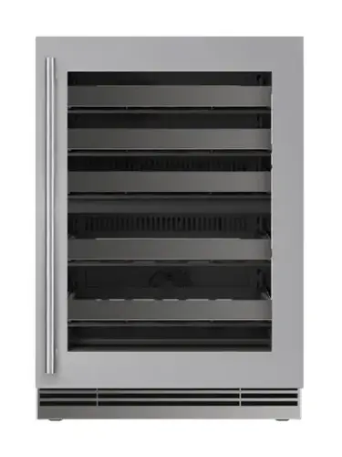 Front. U-Line - 24"W. 5.1 Cu.Ft. Built-In Dual-Zone Wine Ref.-Stainless Steel Frame w. Glass - Stainless Steel.