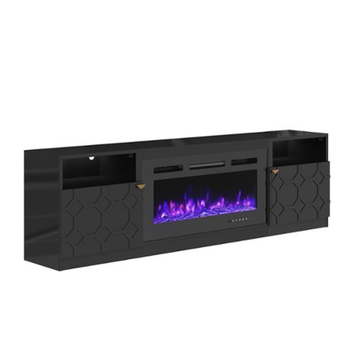 Boyel Living - 70 in. W Freestanding Storage Electric Fireplace TV Stand with 36 in. Fireplace - Black-Front_Standard 