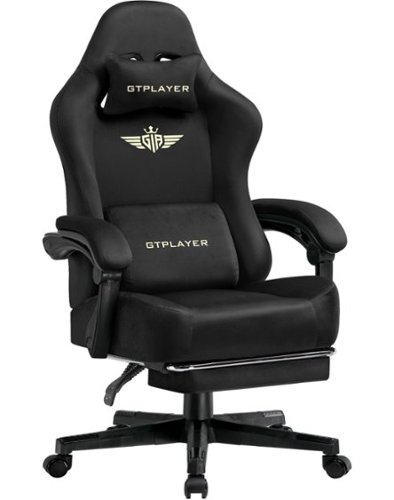 GTPlayer - Gaming Chair Fabric with Pocket Spring Cushion High Back Computer Chair - Black-Front_Standard 