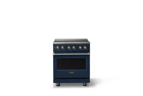 Viking - 30 in. Wide 4 Elements Pro 5 Series 4.7 Cu.Ft. Freestanding Electric Convection Range - w. Brushed Brass Trim - Slate Blue
